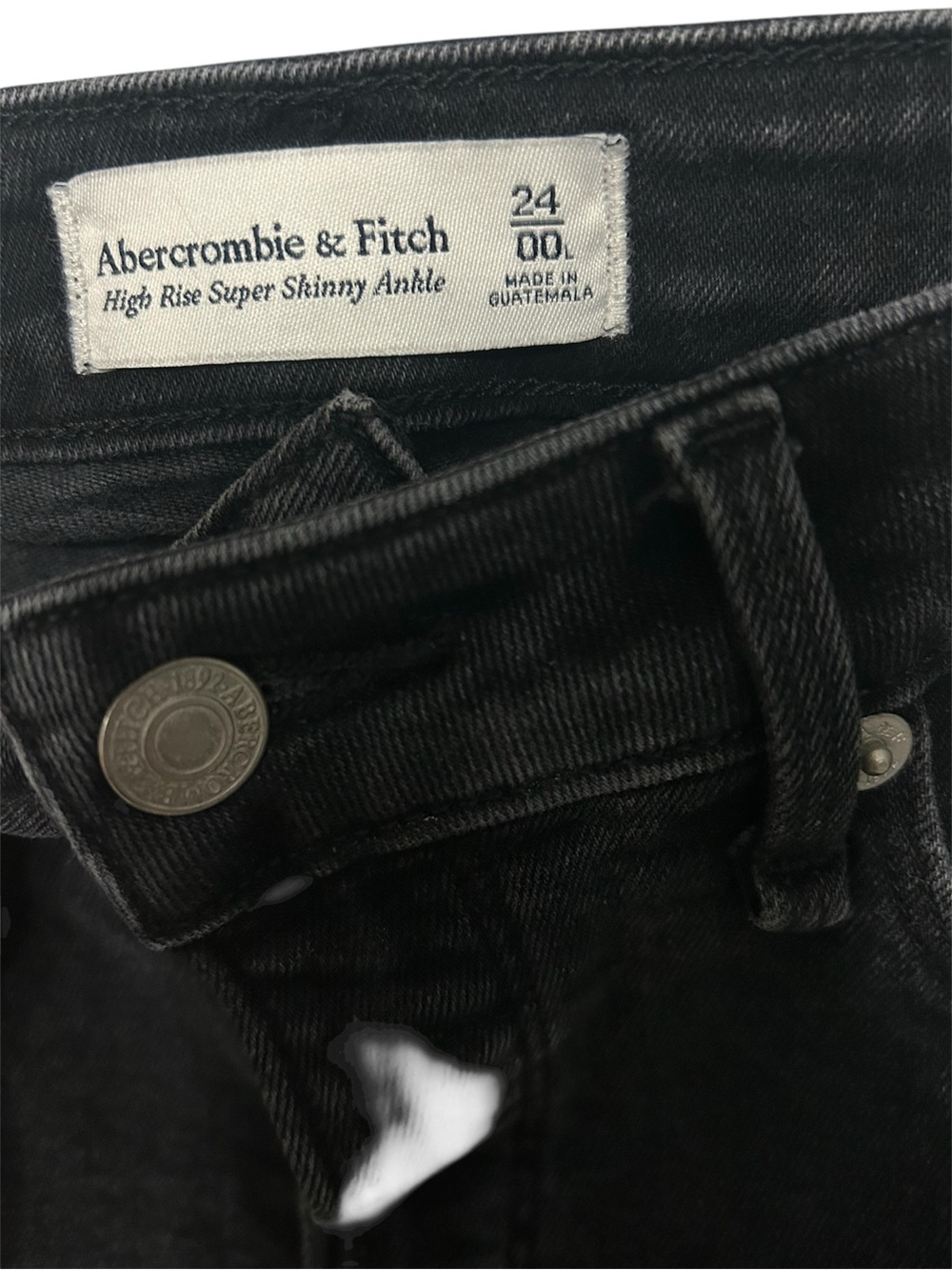 Abercrombie & Fitch Rise Super Skinny Ankle Embroidered Floral Black Wash Jeans - Picture 4 of 11